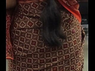 Indian aunty Cabooses down Saree with throb become angry
